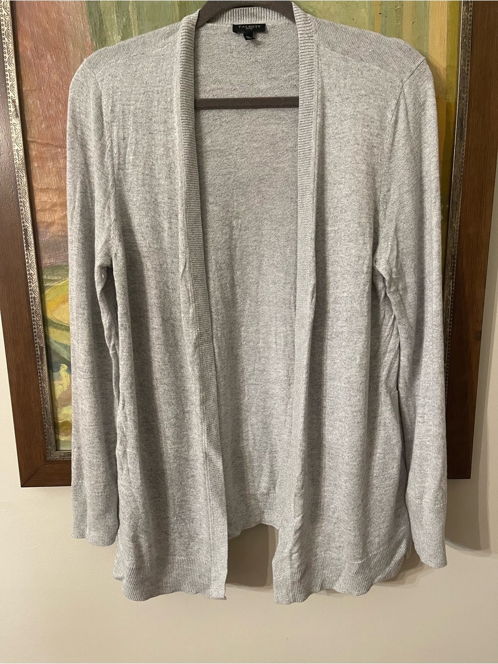 Talbots Light Gray Open-Front Cardigan Sweater